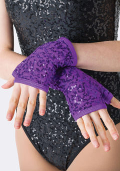 red sequin fingerless gloves