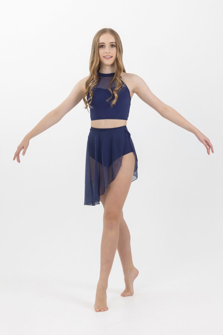 Adult Medium – Navy and Blush Lyrical Costume with Appliques