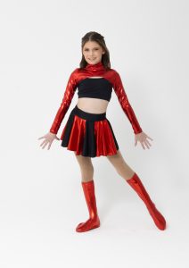 metallic cheer skirt bright red jazz costume